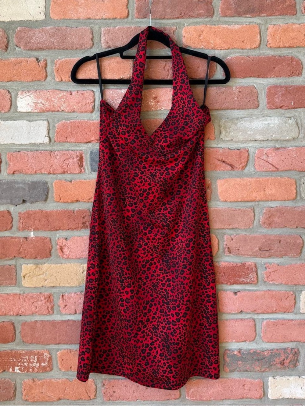 Red Leopard Halter Slip Dress